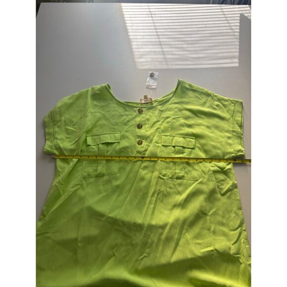 Perch by Blu Pepper Women’s Top 2XL Lime Green NWT Button Front Tunic Blou - Picture 6 of 6
